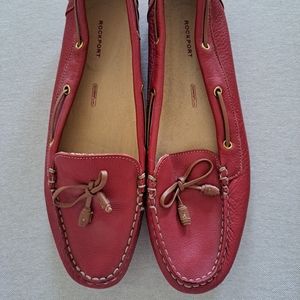 Rockport size 10 red faux leather loafers